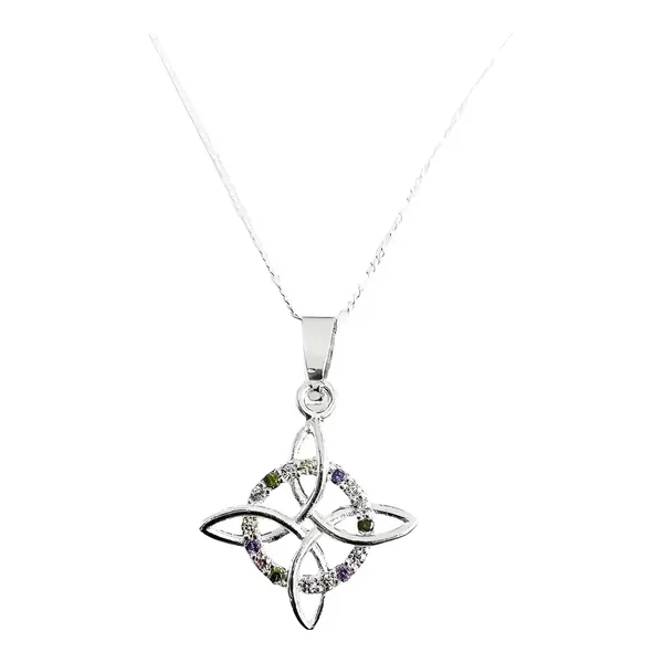 Collar Nudo Bruja Plata 925 con Zirconias y Cadena Figaro - Imagen 1