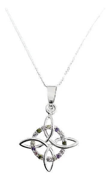 Collar Nudo Bruja Plata 925 con Zirconias y Cadena Figaro - Imagen 1