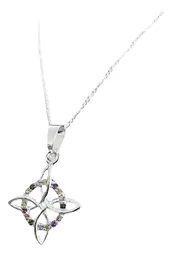 Collar Nudo Bruja Plata 925 con Zirconias y Cadena Figaro - Imagen 2