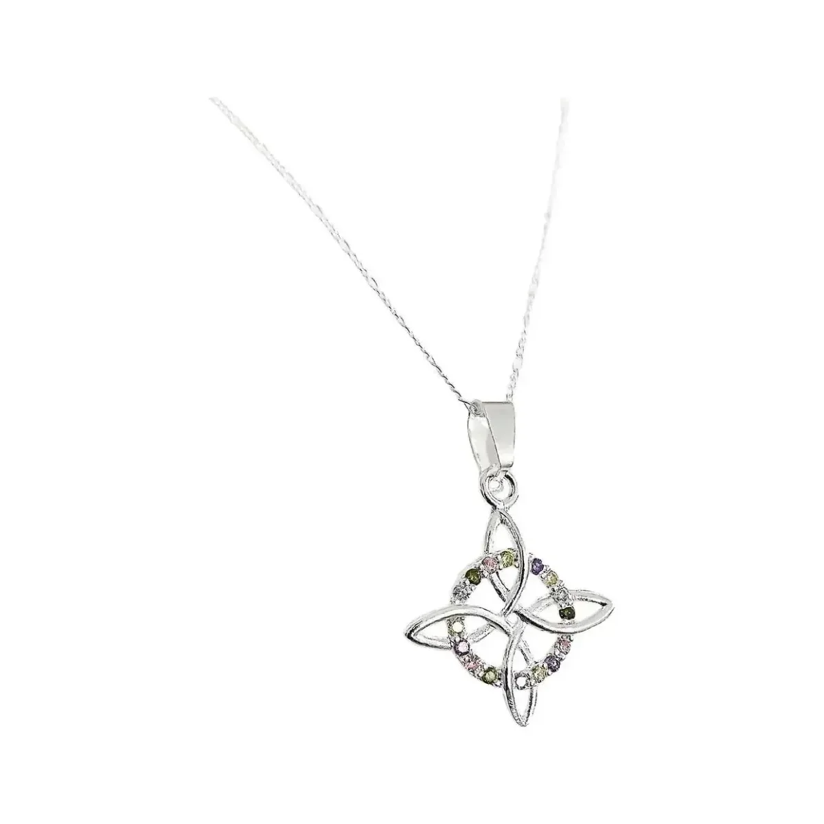 Collar Nudo Bruja Plata 925 con Zirconias y Cadena Figaro - Imagen 3
