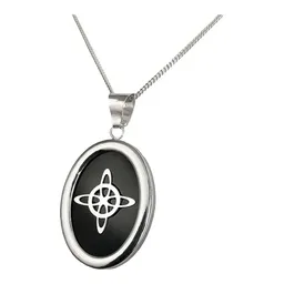 Collar Nudo Bruja Zirconia Negra Cadena Barbada Plata .925 - Imagen 1