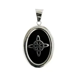 Collar Nudo Bruja Zirconia Negra Cadena Barbada Plata .925 - Imagen 2