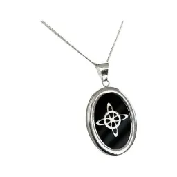 Collar Nudo Bruja Zirconia Negra Cadena Barbada Plata .925 - Imagen 5