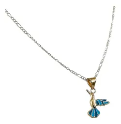 Collar Oro 10k Colibrí Hueco con Esmalte Azul 50cm - Imagen 2