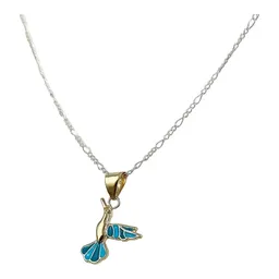 Collar Oro 10k Colibrí Hueco con Esmalte Azul 50cm - Imagen 3