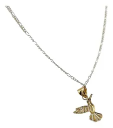 Collar Oro 10k Colibrí Hueco con Esmalte Azul 50cm - Imagen 4
