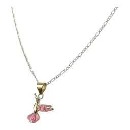 Collar Oro 10k Colibrí Mini Esmaltado Rosa con Cadena 50cm - Imagen 2