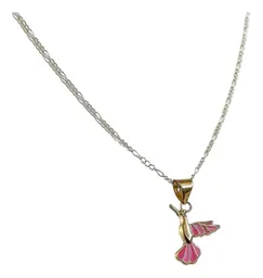 Collar Oro 10k Colibrí Mini Esmaltado Rosa con Cadena 50cm - Imagen 3