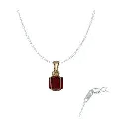 Collar Oro 10k Dije Corazón con Zirconia Roja y Cadena - Imagen 1