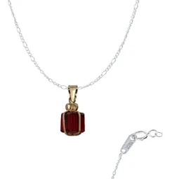 Collar Oro 10k Dije Corazón con Zirconia Roja y Cadena - Imagen 1