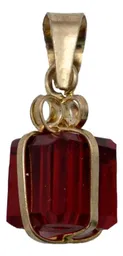 Collar Oro 10k Dije Corazón con Zirconia Roja y Cadena - Imagen 3