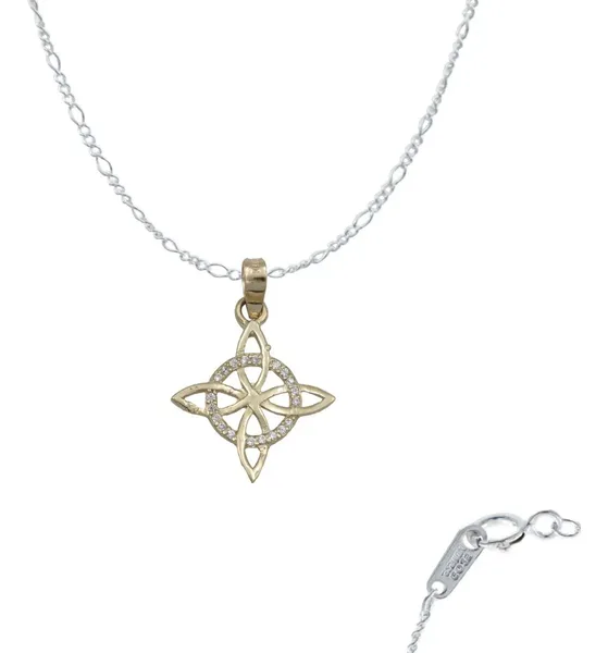 Collar Oro 10k Nudo Bruja Celta con Zirconia para Mujer - Imagen 1