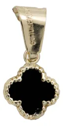 Collar Oro 10k Trébol Esmaltado Negro con Cadena - Imagen 2