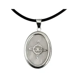 Collar Óvalo Nudo Bruja Encapsulada Plata .925 con Zirconia - Imagen 4