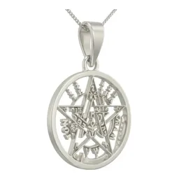 Collar Pentagrama Tetragramatón Plata 925 con Cadena Barbada Unisex - Imagen 3
