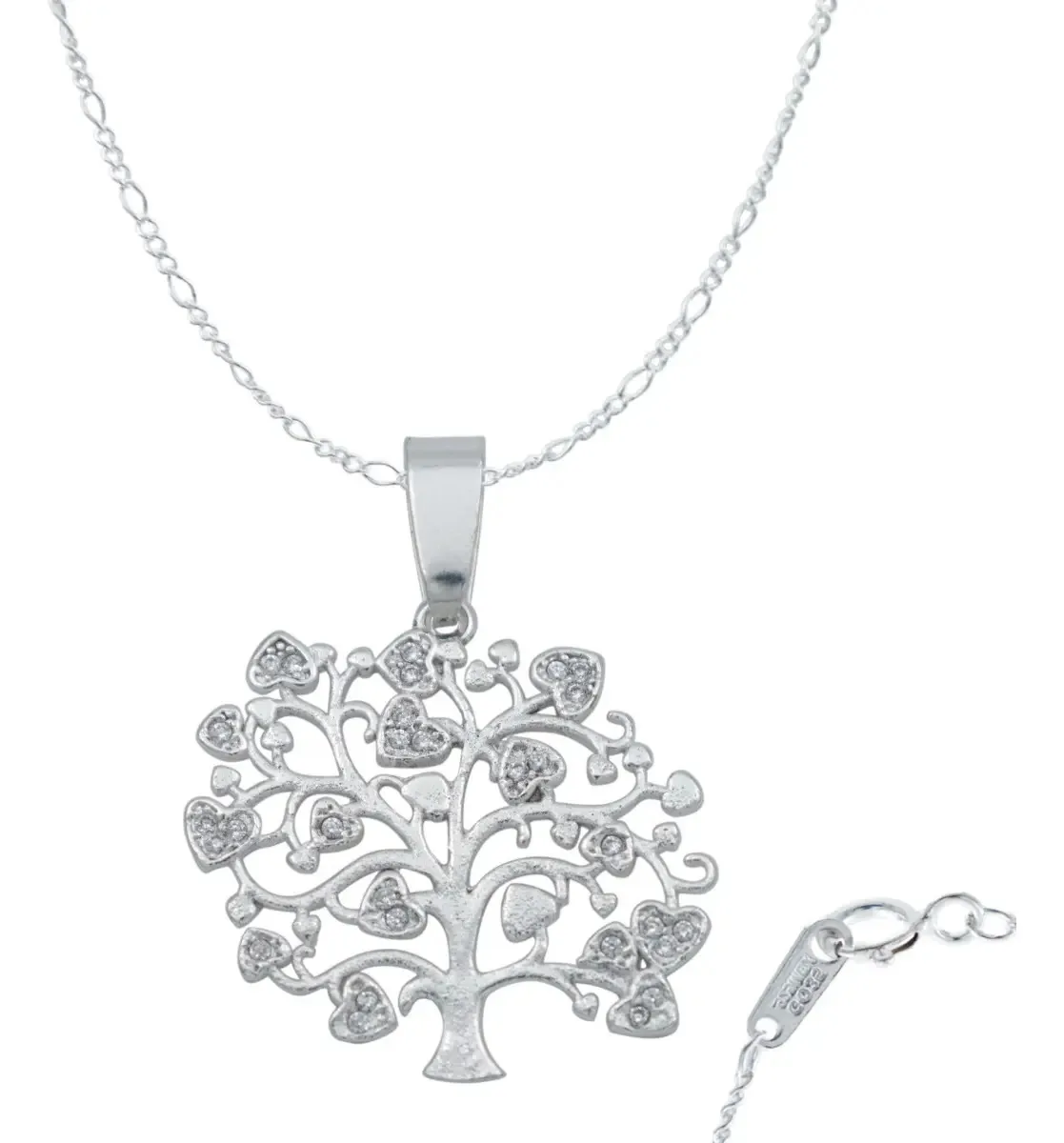 Collar Plata 925 Árbol de la Vida con Corazones Zirconia - Joyaris joyería artesanal mexicana