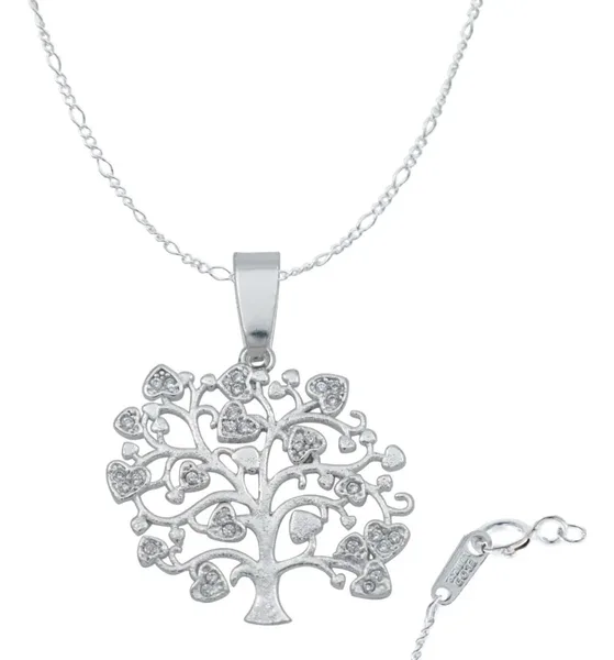 Collar Plata 925 Árbol de la Vida con Corazones Zirconia - Imagen 1