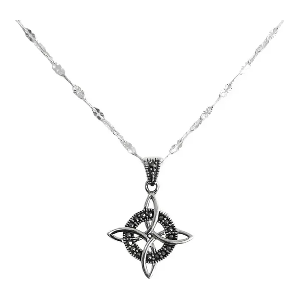 Collar Plata 925 Cadena Granito con Dije Nudo de Bruja Zirconia 40cm - Imagen 1