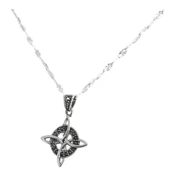 Collar Plata 925 Cadena Granito con Dije Nudo de Bruja Zirconia 40cm - Imagen 2