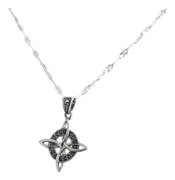 Collar Plata 925 Cadena Granito con Dije Nudo de Bruja Zirconia 40cm - Imagen 2