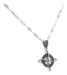 Collar Plata 925 Cadena Granito con Dije Nudo de Bruja Zirconia 40cm - Imagen 3