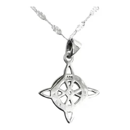 Collar Plata 925 Cadena Granito con Dije Nudo de Bruja Zirconia 40cm - Imagen 5