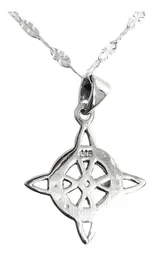 Collar Plata 925 Cadena Granito con Dije Nudo de Bruja Zirconia 40cm - Imagen 5
