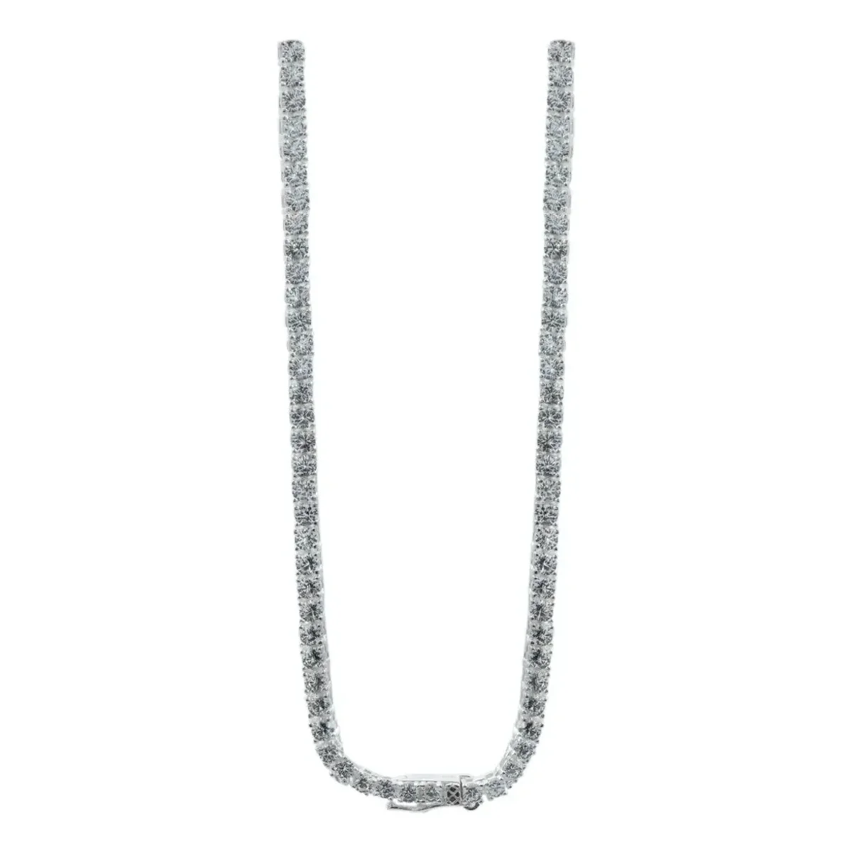 Collar Plata Ley 925 Cadena Tenis con Zirconia Transparente de 40cm, ideal como gargantilla o para collares en capas, joyería