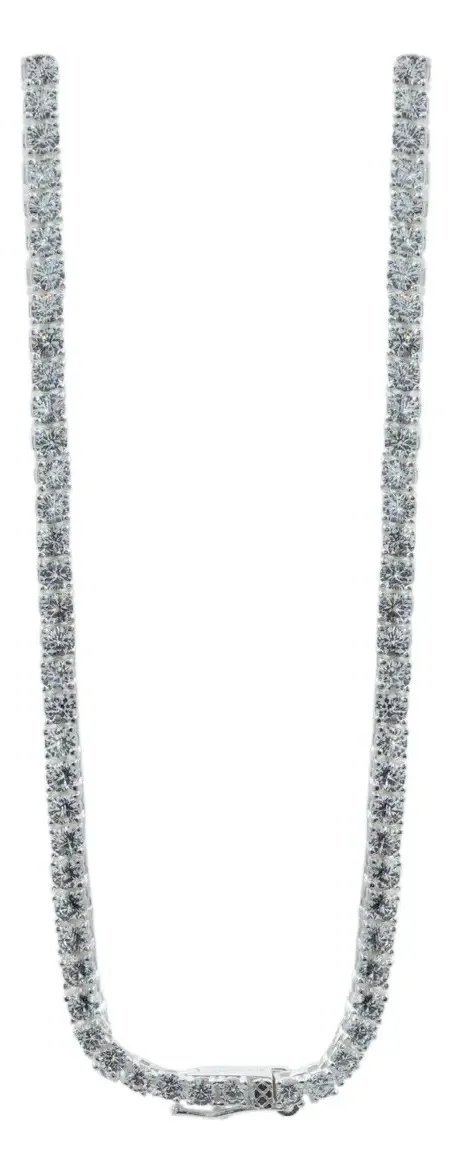 Collar Plata Ley 925 Cadena Tenis con Zirconia Transparente de 40cm, ideal como gargantilla o para collares en capas, joyería
