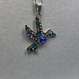 Collar Plata .925 Colibrí con Zirconias Multicolor - Imagen 2
