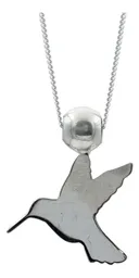 Collar Plata 925 Colibrí Esmaltado Gris Mujer - Imagen 4