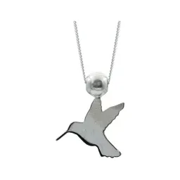 Collar Plata 925 Colibrí Esmaltado Negro Ajustable - Imagen 4