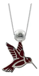 Collar Plata .925 Colibrí Esmaltado Rojo Ajustable para Mujer - Imagen 2