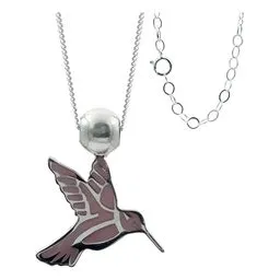 Collar Plata 925 Colibrí Esmaltado Rosa para Mujer Elegante - Imagen 1