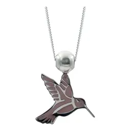 Collar Plata 925 Colibrí Esmaltado Rosa para Mujer Elegante - Imagen 4
