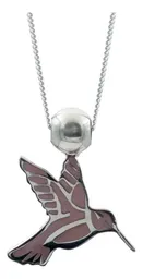 Collar Plata 925 Colibrí Esmaltado Rosa para Mujer Elegante - Imagen 4