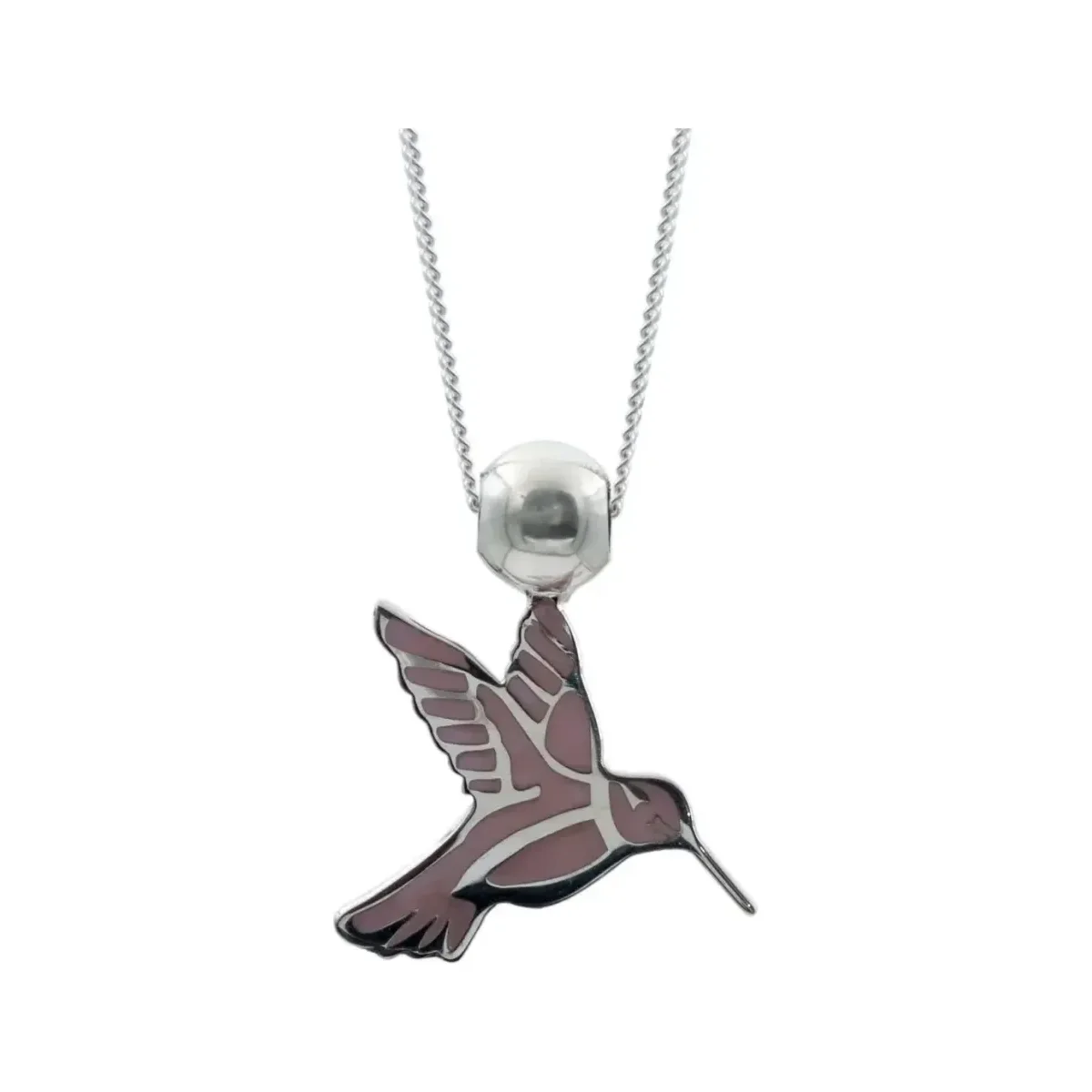 Collar Plata 925 Colibrí Esmaltado Rosa para Mujer Elegante - Imagen 4