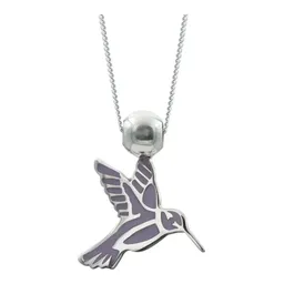 Collar Plata 925 Colibrí Esmaltado Violeta Ajustable - Imagen 4