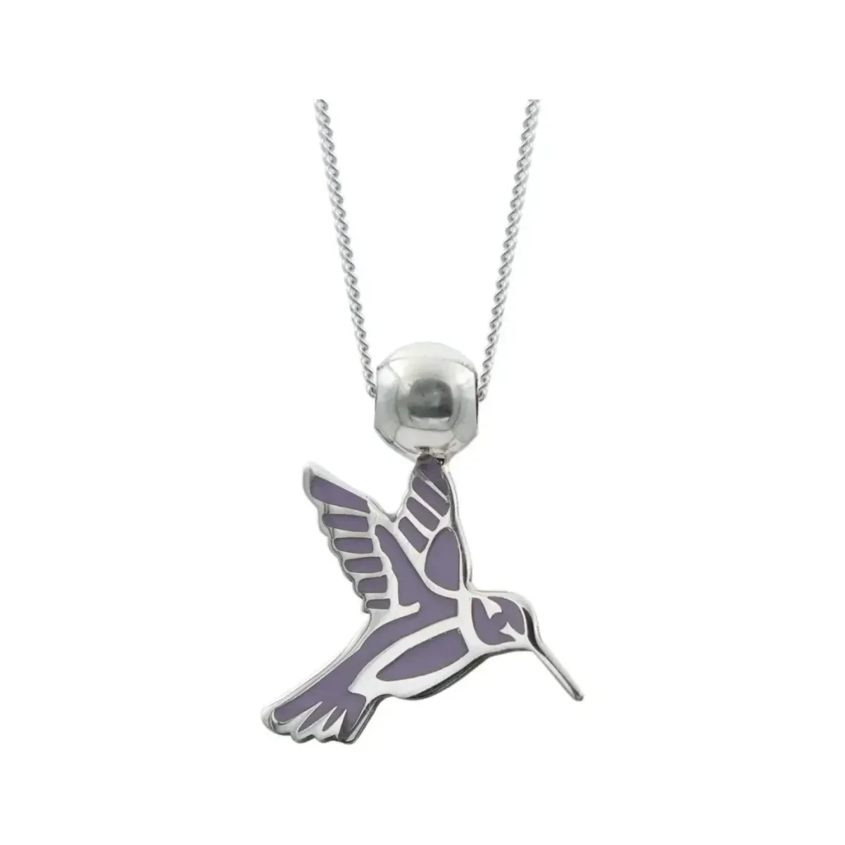 Collar Plata 925 Colibrí Esmaltado Violeta Ajustable - Imagen 4