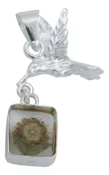 Collar Plata 925 con Dije Cuadrado Colibrí Girasol Encapsulado - Imagen 5