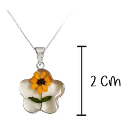 Collar Plata 925 con Dije Girasol Natural Encapsulado - Imagen 2