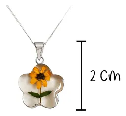 Collar Plata 925 con Dije Girasol Natural Encapsulado - Imagen 2