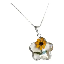 Collar Plata 925 con Dije Girasol Natural Encapsulado - Imagen 3