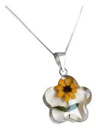 Collar Plata 925 con Dije Girasol Natural Encapsulado - Imagen 3