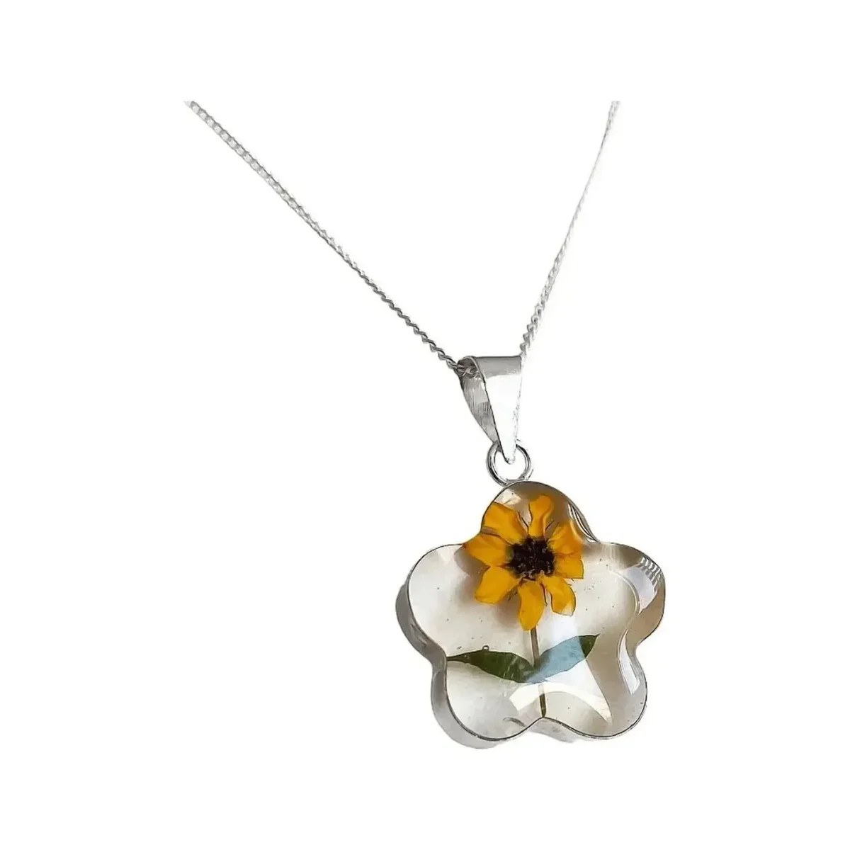 Collar Plata 925 con Dije Girasol Natural Encapsulado - Imagen 3
