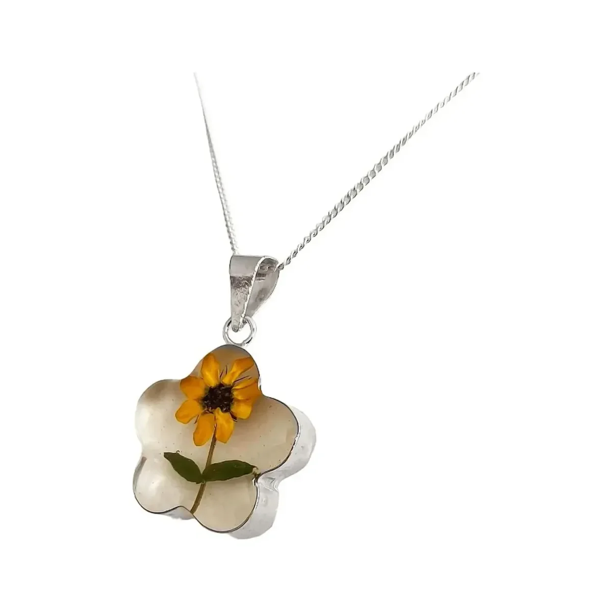 Collar Plata 925 con Dije Girasol Natural Encapsulado - Imagen 4