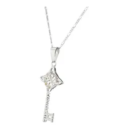 Collar Plata 925 con Dije Llave Nudo Bruja Zirconia Champagne - Imagen 1