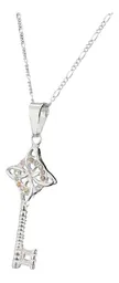 Collar Plata 925 con Dije Llave Nudo Bruja Zirconia Champagne - Imagen 1
