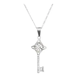 Collar Plata 925 con Dije Llave Nudo Bruja Zirconia Champagne - Imagen 2