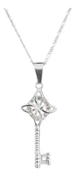 Collar Plata 925 con Dije Llave Nudo Bruja Zirconia Champagne - Imagen 2